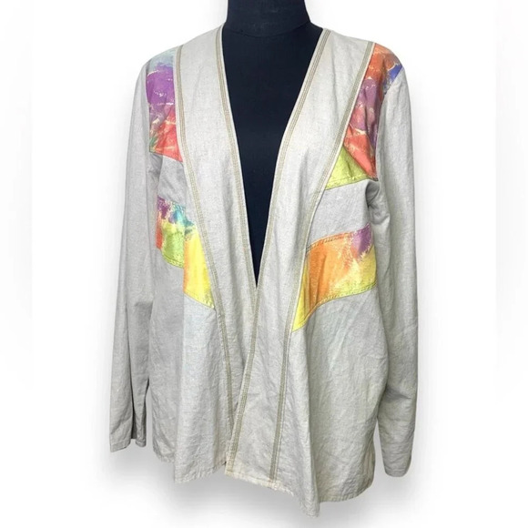 Blackford Design Lagenlook Cotton Linen Blend Open Front Cardigan One Size - Picture 1 of 11